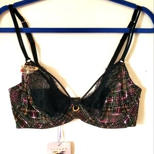 New Savage X Fenty A Little Tart Unlined Bra Thats Hella Plaid Size 34D NWT‎